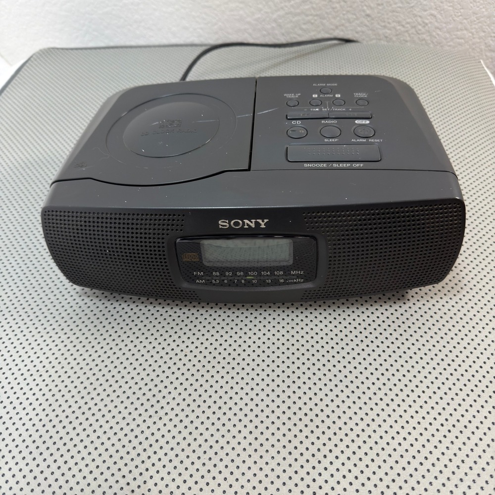 Sony Unisex CD Clock Radio ICF-CD830 Black Vintage Y2K Retro Tech Tested/Working